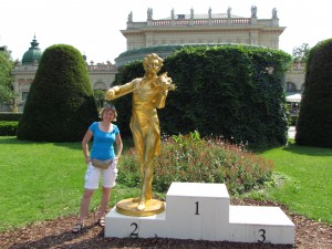 Złoty pomnik Johanna Straussa w Stadtpark w Wiedniu w Austrii