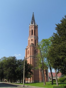 Wieża rozebranego kościoła ewangelickiego w Żaganiu