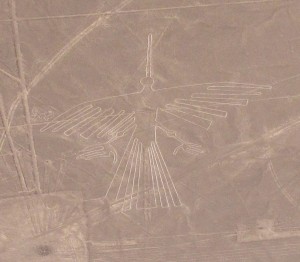 Geoglif kondor podczas lotu nad Płaskowyżem Nasca