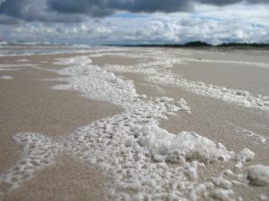 Plaża między ruchomymi wydmami a Łebą